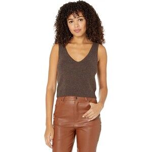 New Madewell Carleton v-neck Sweater Tank Top Heather Molasses Size XXL Brown
